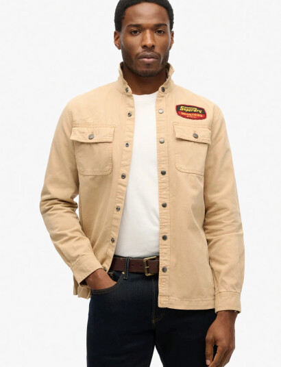 Superdry Patched Canvas Overshirt   Beige   S