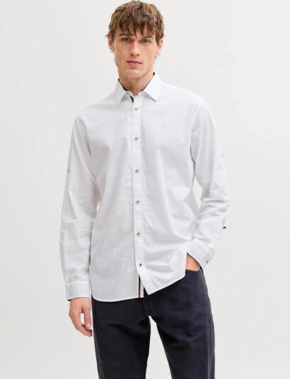 Jack & Jones Jjhenry Slub Detail Shirt Ls White S Jack & Jones Jjhenry Slub Detail Shirt Ls White S