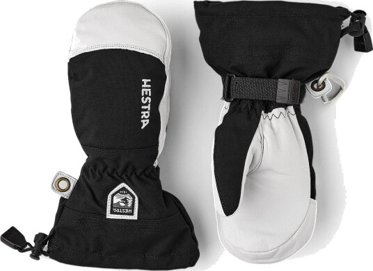 Hestra Army Leather Heli Ski Mitt, skivott junior 5 Svart Hestra Army Leather Heli Ski Mitt, skivott junior 5 Svart