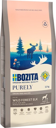 Purely Tørrfôr Puppy Bozita Dog Grain Free Elg & Junior Large Breed 11 kg