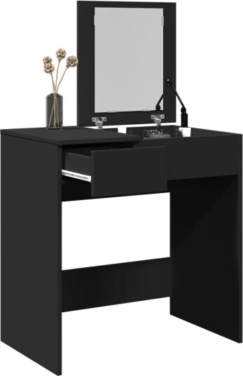 Sminkebord med speil svart 73x46,5x120 cm