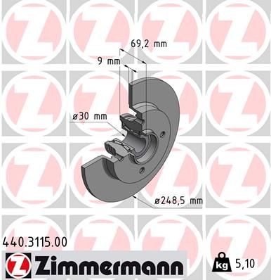 Bremseskive ZIMMERMANN 440.3115.00 Bremseskive ZIMMERMANN 440.3115.00