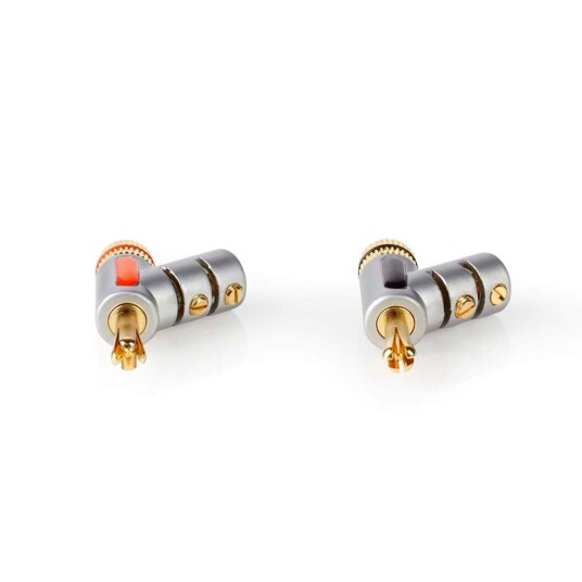 Nedis Banana Connector Rett Hann Gull Belagt Skrue Kabeltilførselsdiameter: 7.4 Mm Sink Legering Sølv 2 Stk. Boks