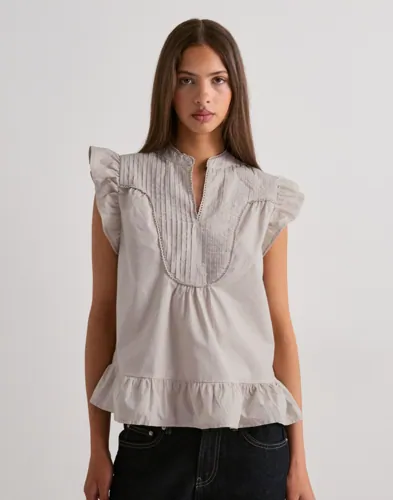 Only   Grå   Onladda S/L V Neck Top Ex Wvn