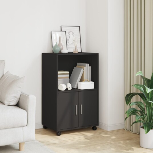 Rulleskap svart 55x40x91 cm konstruert tre