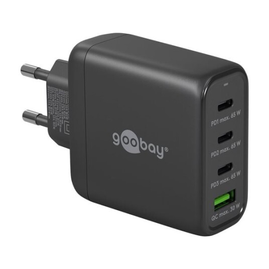 Goobay USB-Lader 1xUSB QC, 3xUSB-C PD 68W - Svart Goobay USB-Lader 1xUSB QC, 3xUSB-C PD 68W - Svart