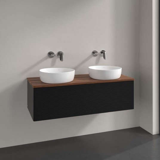 Villeroy & Boch Antao Servantskap med 1 skuff 120x50x36 cm u/lys Sort Matt/Valnøtt