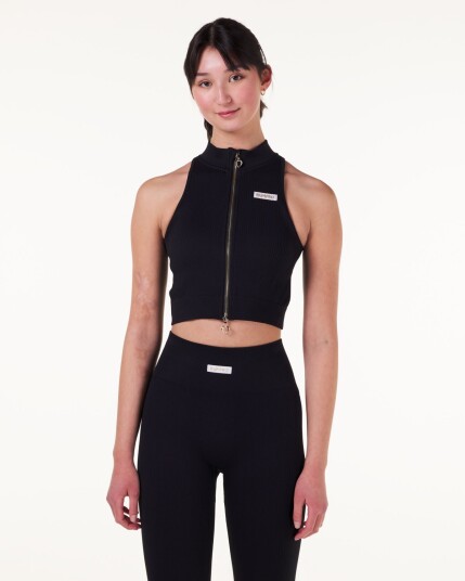 Bumpro Perfect Wide Rib Zip Tank Black - S