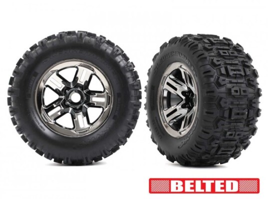 Traxxas 9573A Tires & Wheels Sledgehammer Belted 3.8'' Black Chr