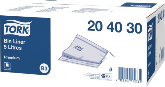 Tork Søppeldunkfôr Trekksnor 5 L Polyetylen Grå Pakke Av 50