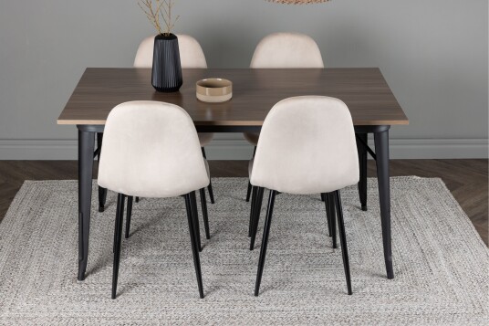 Venture Home Tempe Matgruppe 140 cm Rektangulær med 4 Polar stoler Beige