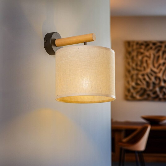 TK Lighting Vegglampe Deva Nature tekstil tre TK Lighting Vegglampe Deva Nature tekstil tre