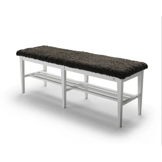 Oscarssons Möbel Nadja Bench 130 cm Hvit Lakkert bjørk/safeskinn brun Oscarssons Möbel Nadja Bench 130 cm Hvit Lakkert bjørk/safeskinn brun