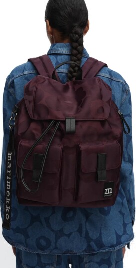 Marimekko Everything Backpack L Unikko   Burgundy   ONE SIZE