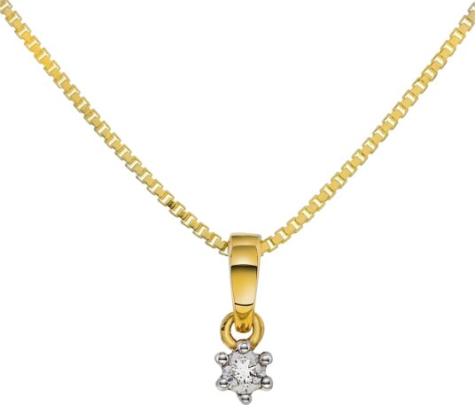 Prins & Prinsesse, Smykke til barn i 585 gult gull med diamant 0,03 ct