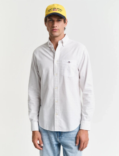 GANT Reg Classic Oxford Check Shirt - Cream - XXL GANT Reg Classic Oxford Check Shirt - Cream - XXL