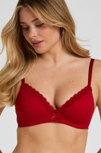 Hunkemöller Vattert bh uten bøyle Lola Rød