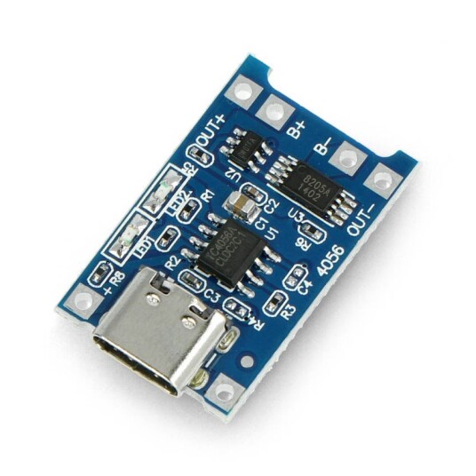 Li Pol lader TP4056 1S 3,7V USB C med beskyttelse