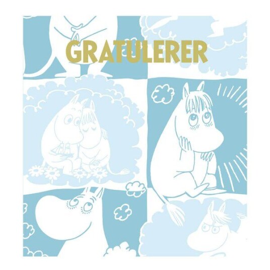 Moomin - Mummi dobbeltkort 7,5x7,5 cm Gratulerer blå