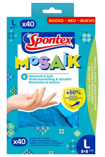 Spontex Mosaikk Engangshansker Størrelse L 40pk Spontex Mosaikk Engangshansker Størrelse L 40pk