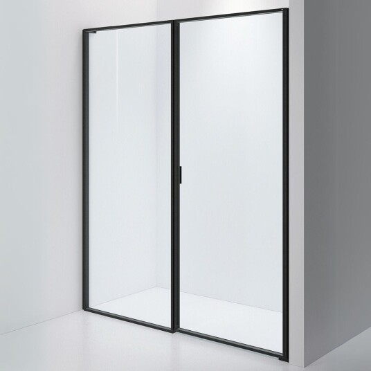 INR Iconic Nordic Rooms Dusjvegg Edge 4 Måltlpasset - Høyre / Matt Svart Klart Glass