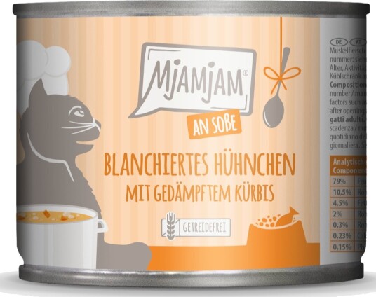 Mjamjam Våtfôr Med I Saus Blansjert Med Dampet Gresskar Kylling 24 X 185 G