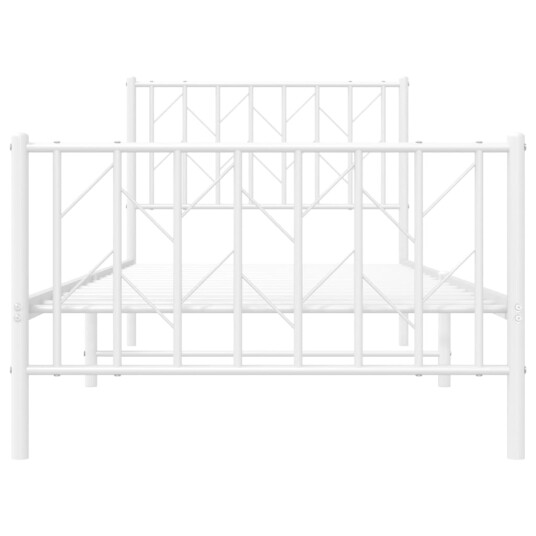 vidaXL Sengeramme i metall med hode- og fotgavl hvit 90x200 cm 8721012250307