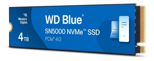 WD Blue SN5000 4TB M.2 NVMe SSD PCIe 4.0 - Høy ytelse, Blå