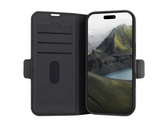 Dbramante1928 Oslo Pro lommebokdeksel for iPhone 16 Pro - Flip-cover i svart med trådløs lading Dbramante1928 Oslo Pro lommebokdeksel for iPhone 16 Pro - Flip-cover i svart med trådløs lading