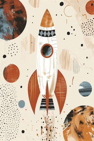 Namly Design Plakat Rakett og Planeter POSTERW59JUX Namly Design Plakat Rakett og Planeter POSTERW59JUX