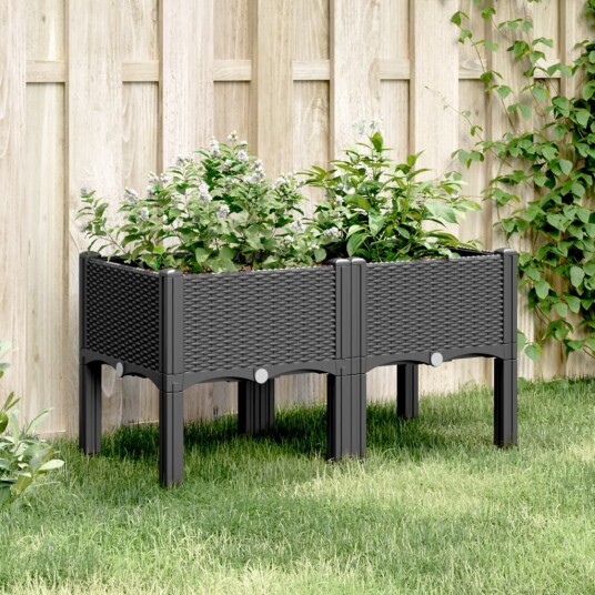 Plantekasse med ben svart 80x40x42 cm PP
