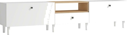 TV stativ for 90 tommers TV er 200 cm hvit oppbevaringshyller