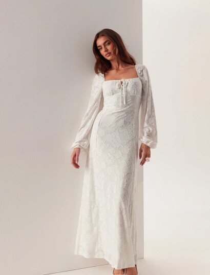 Bubbleroom Floral Structure Dress White S
