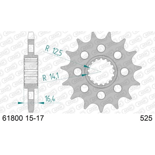 AFAM Framdrev #525 - Kawasaki/KTM, 16T VN/950/990/1050/1090/1190/1290/RC8/SM990