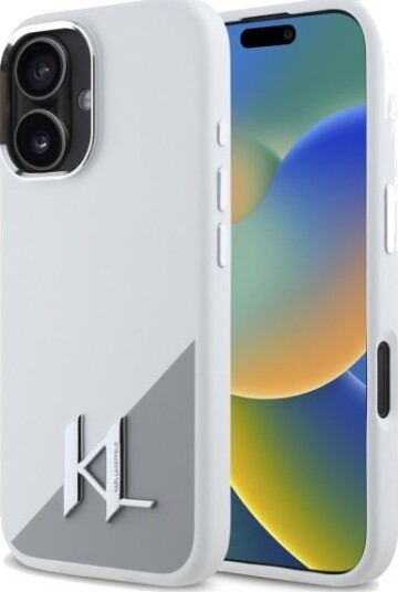 Karl Lagerfeld iPhone 16 Silikon Etui med Metallogo MagSafe - Hvit