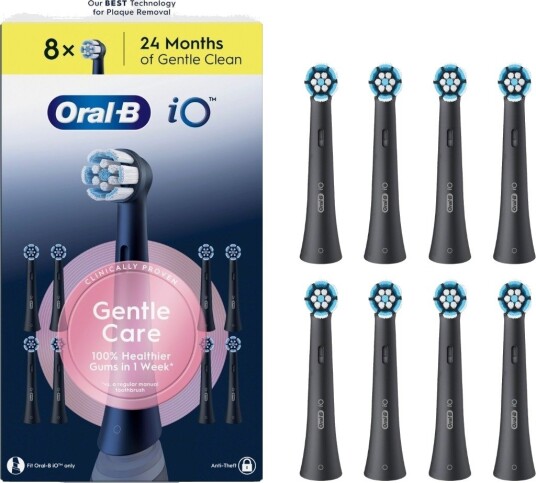 Oral-B iO Gentle Care tannbørstehoder 778602 sort 8-pakning