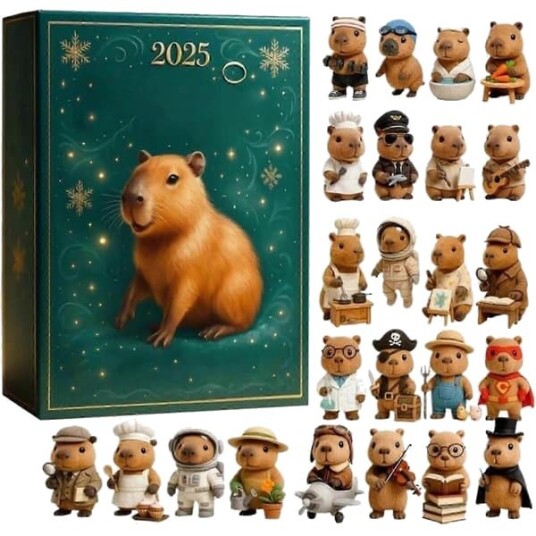 Capybara julekalendere 2026 med 2D akryl capybara ornamenter Capybara ornamenter julekalender