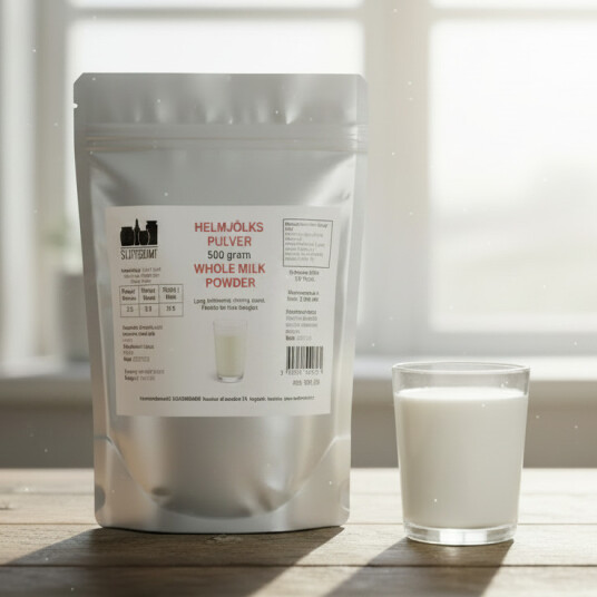 Helmelkspulver | Melkepulver med høyt fettinnhold  Ståpose med glidelås 500 gram