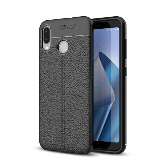 INCOVER Asus Zenfone Max M1 ZB555KL Litchi Grain Fleksibelt Deksel Svart