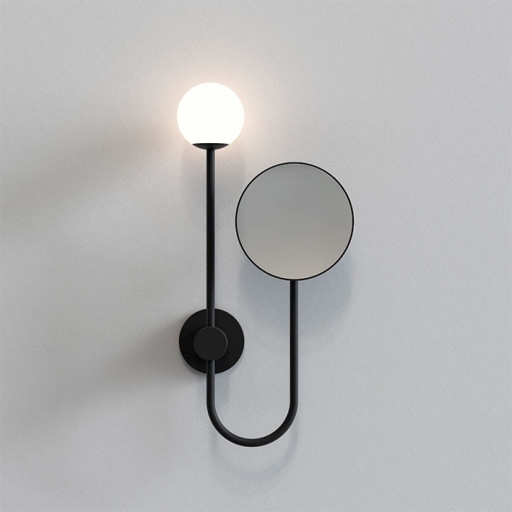Astro Orb max 1x3W G9 led IP44 matt sort med sminkespeil Astro Orb max 1x3W G9 led IP44 matt sort med sminkespeil