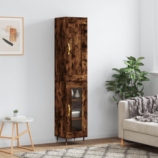 vidaXL Highboard røkt eik 34,5x34x180 cm konstruert tre 8720845497965
