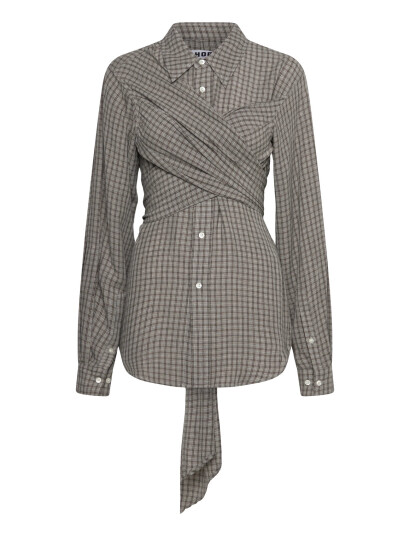 Hope Twisty Shirt Soft Grey Check 42   Grey   36