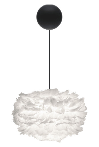 Umage Eos Taklampe Mini Hvit med Cannonball Baldakin i Sort Umage Eos Taklampe Mini Hvit med Cannonball Baldakin i Sort