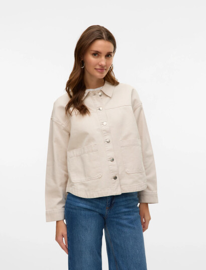Vero Moda Vmjamie Ls Denim Shacket Mix Ga Noos Cream XL Vero Moda Vmjamie Ls Denim Shacket Mix Ga Noos Cream XL