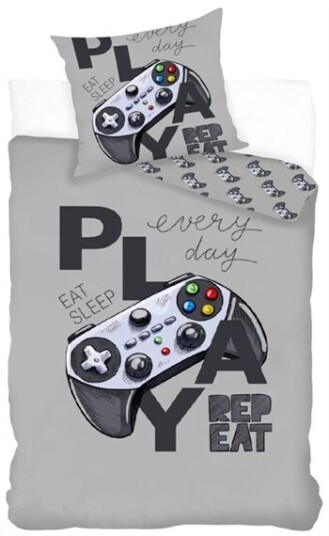 Licens Gamer Sengetøy 140x200 cm Playstationkontroller 2 i 1 design 100% bomull Licens Gamer Sengetøy 140x200 cm Playstationkontroller 2 i 1 design 100% bomull