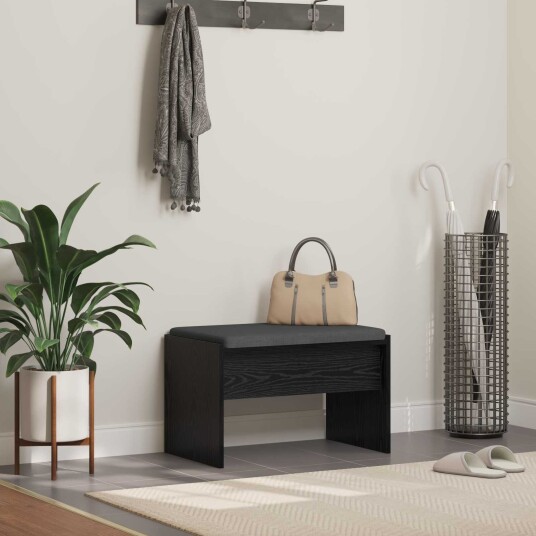 vidaXL Gangbenk med pute Svart Eik 63 x 38 x 40 cm
