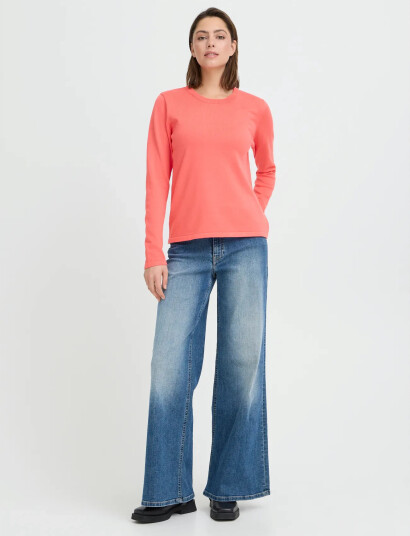 ICHI Ihluls O Neck Ls Coral M ICHI Ihluls O Neck Ls Coral M