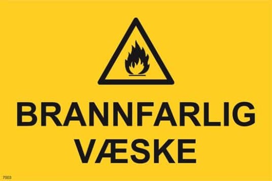 Brannfarlig væske 30X20cm Alu-plate