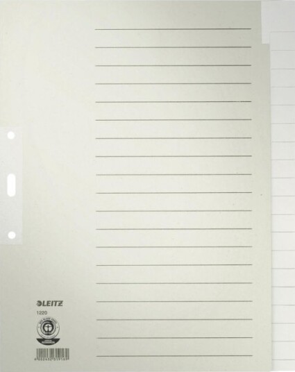 Leitz Duggpapirmapper Blanke A4 Overstørrelse 20 Delt Grå 100 G/M² Perforerin 80 Mm Med Hullforsterkning Av 1220 00 85