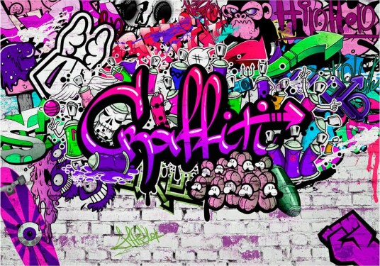 Fototapet Purple Graffiti 350x245 - Artgeist sp. z o. o.